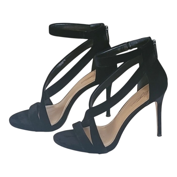 Imagine VINCE CAMUTO Devin Black Velvet Dress Sandals - Size 9.5 - Pre-owned - Picture 4 of 14